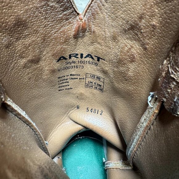 Ariat Ardent Brown Leather Floral Embroidered Western Boots Women's Size 8 - Picture 5 of 7